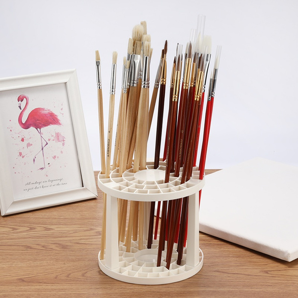 Portable 49 Holes Paint Brush Pen Holder Pen Rack Display Stand Support  Holder Watercolor Painting Brush Pen Holder Art Supplies